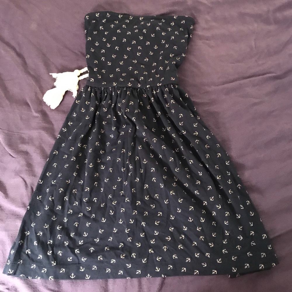 Blue Nautical Strapless Ocean Drive Dress